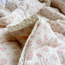 Adeline pre-filled kids quilt set in soft pink floral cotton muslin