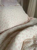 Soft pink floral kids quilt set made from breathable 100% cotton muslin outer