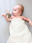 Cot Fitted Sheet - Baby Blue - Moon & Back Collective